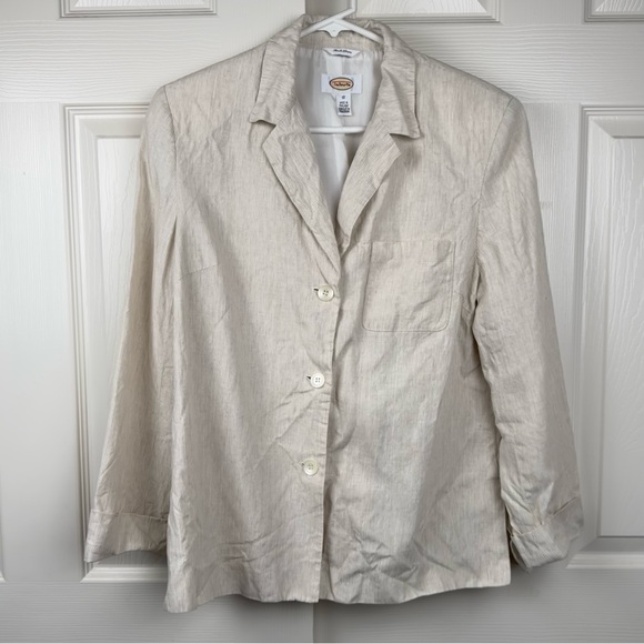 Talbots Cream Irish Linen Blazer Size 12 - Picture 2 of 10
